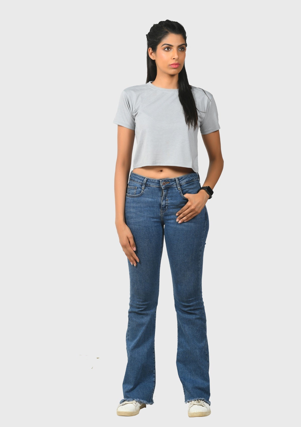Classic Grey Crop Top - Bottle&Co
