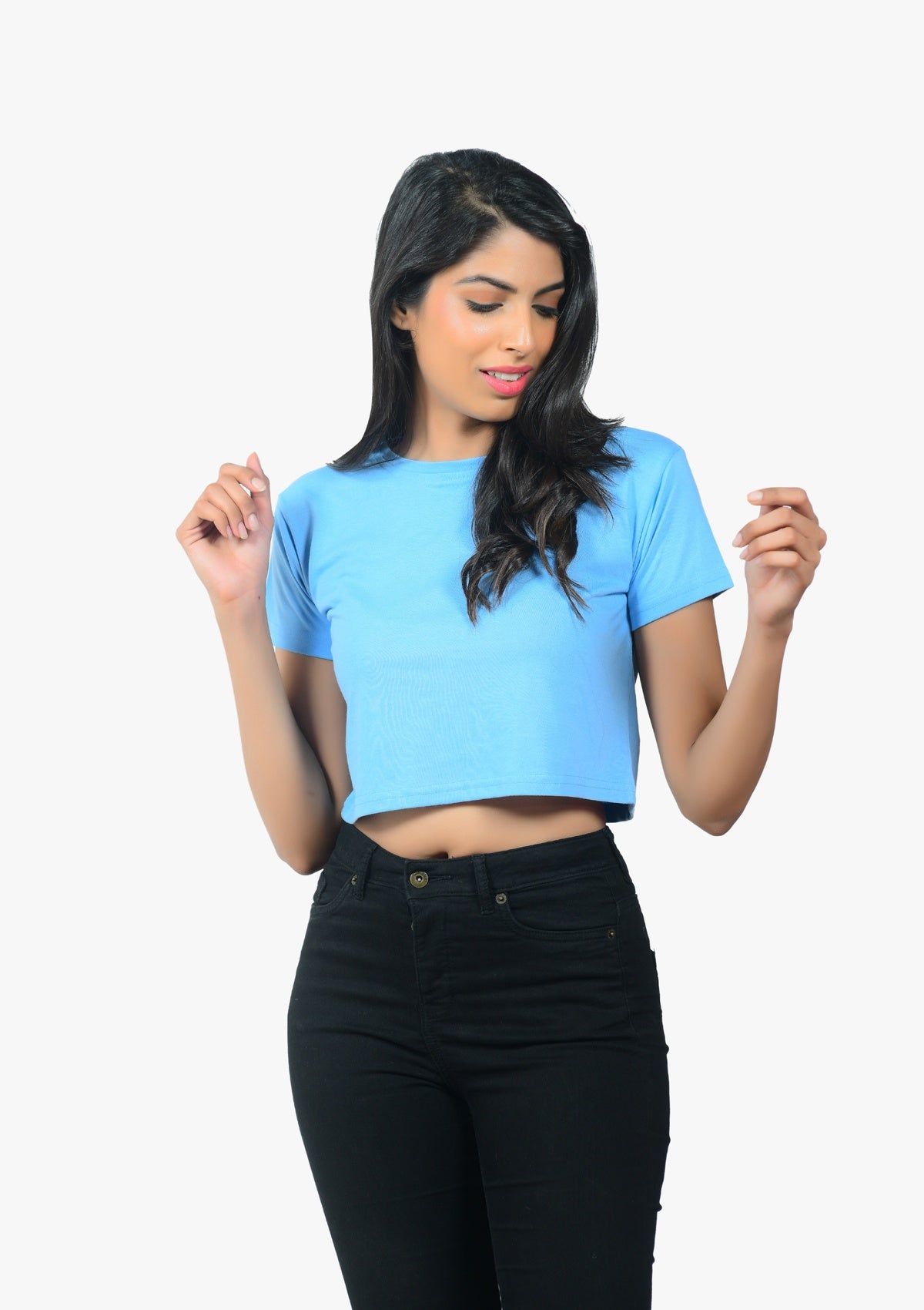 Classic Sky Blue Crop Top - Bottle&Co