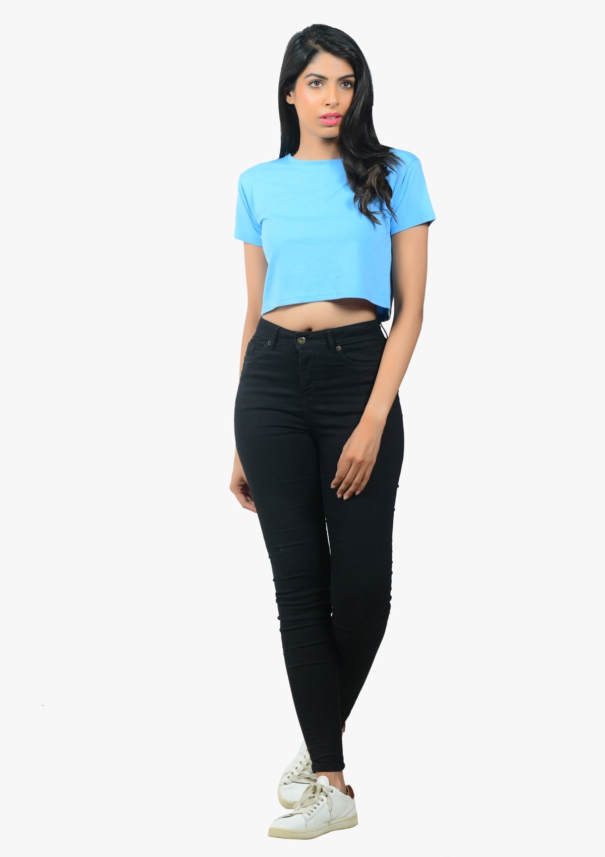 Classic Sky Blue Crop Top - Bottle&Co