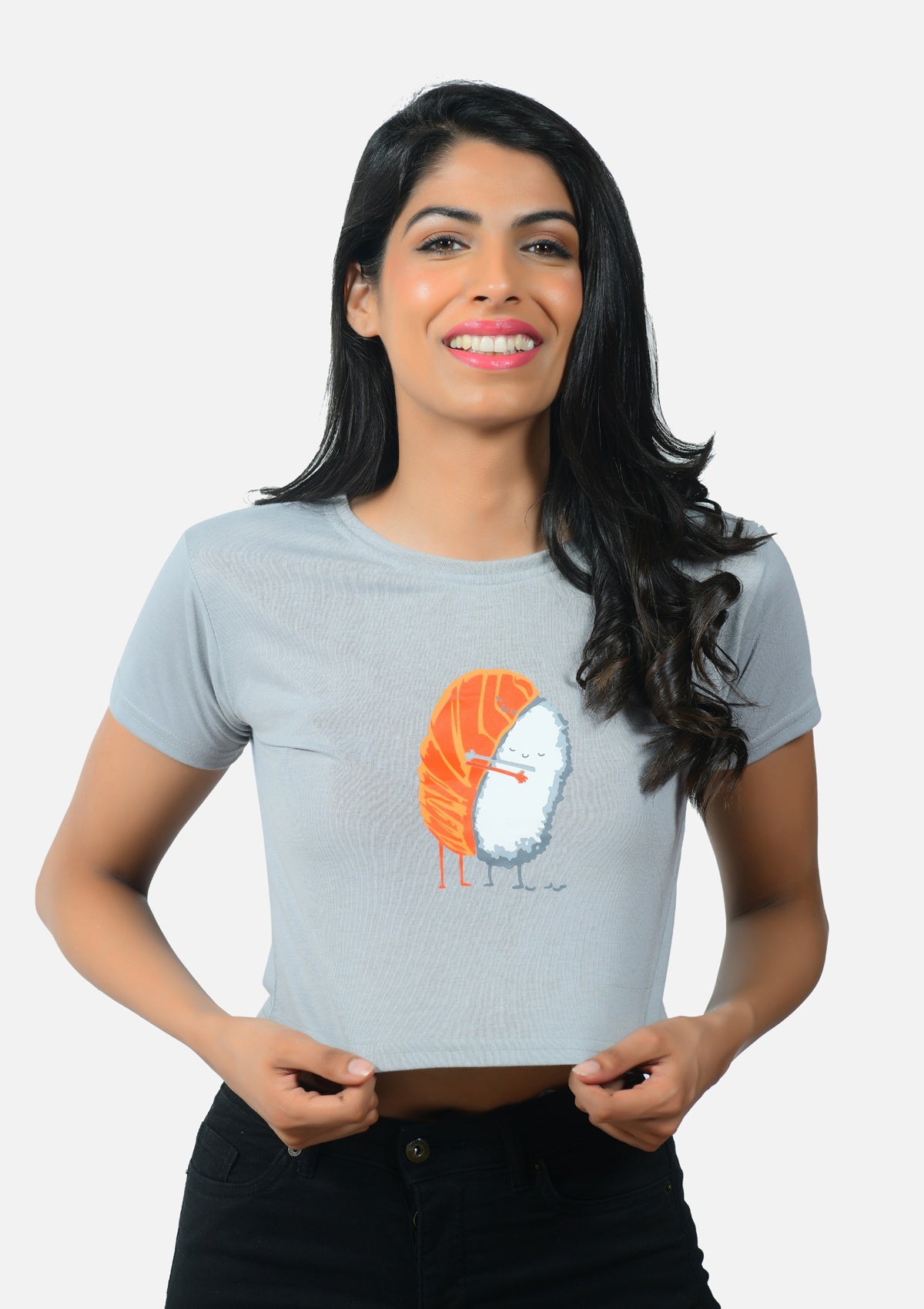 Sushi Hug Grey Crop Top - Bottle&Co